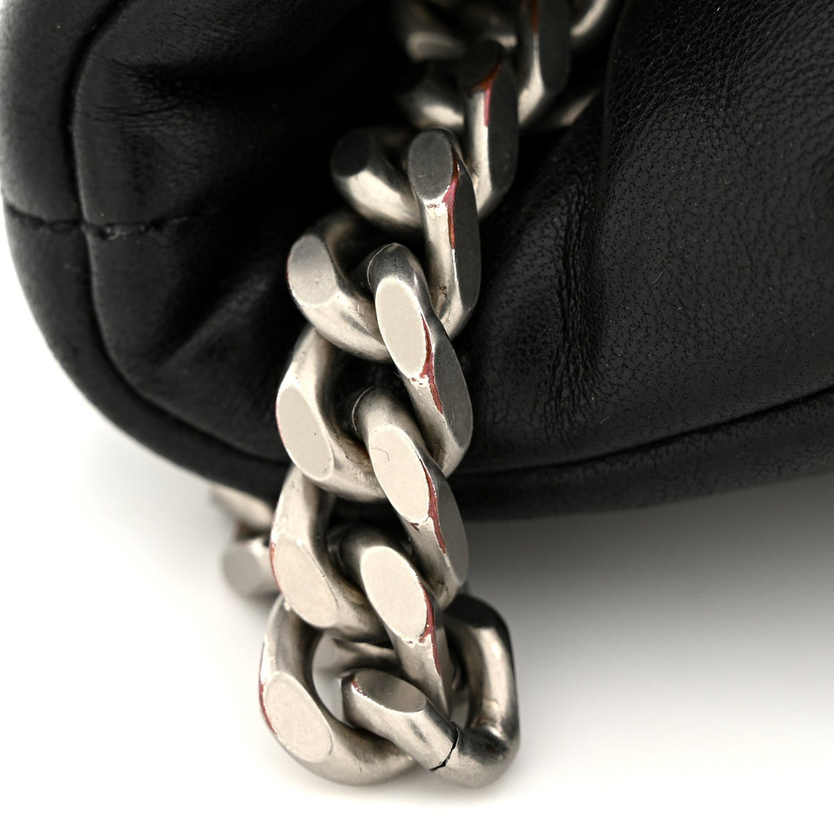 Lambskin Quilted Medium Loulou Puffer Monogram Chain Satchel Black