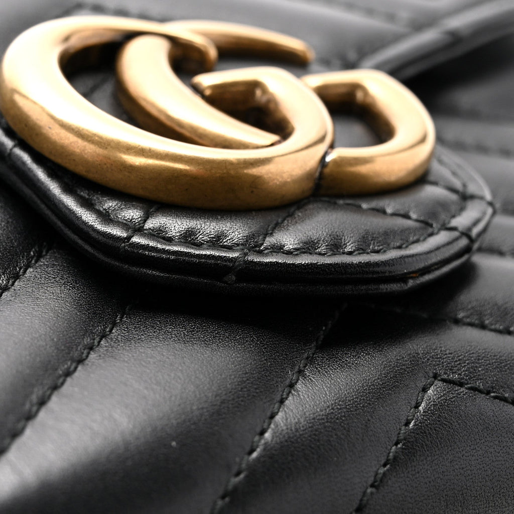 Calfskin Matelasse GG Marmont Chain Wallet Black