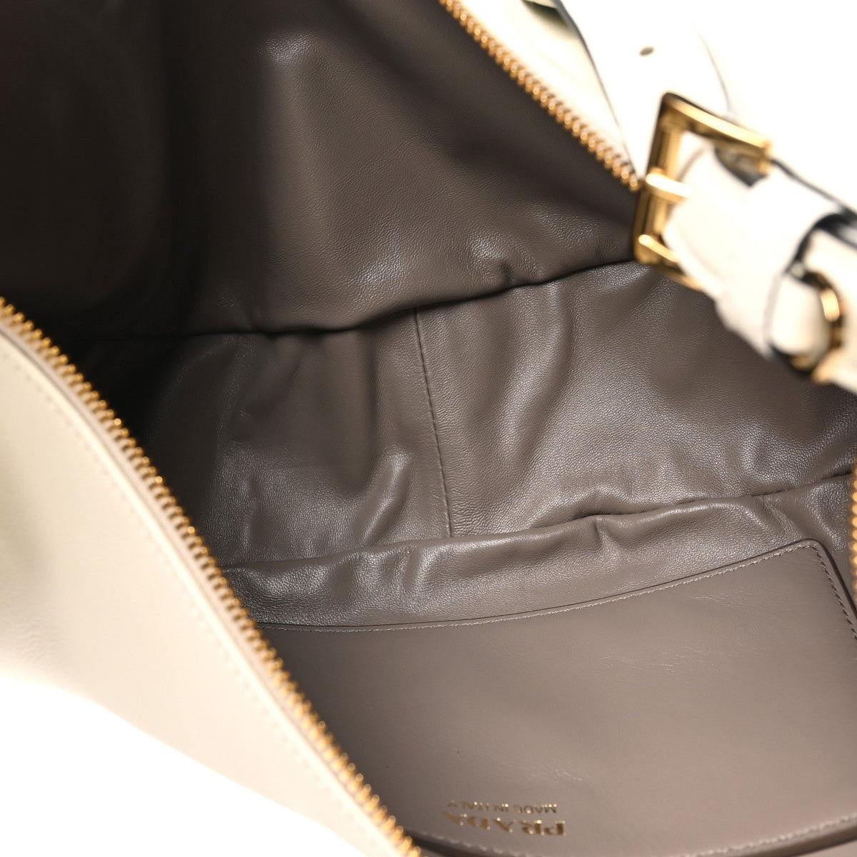 Soft Grain Calfskin Large Demi-Lune Shoulder Bag White