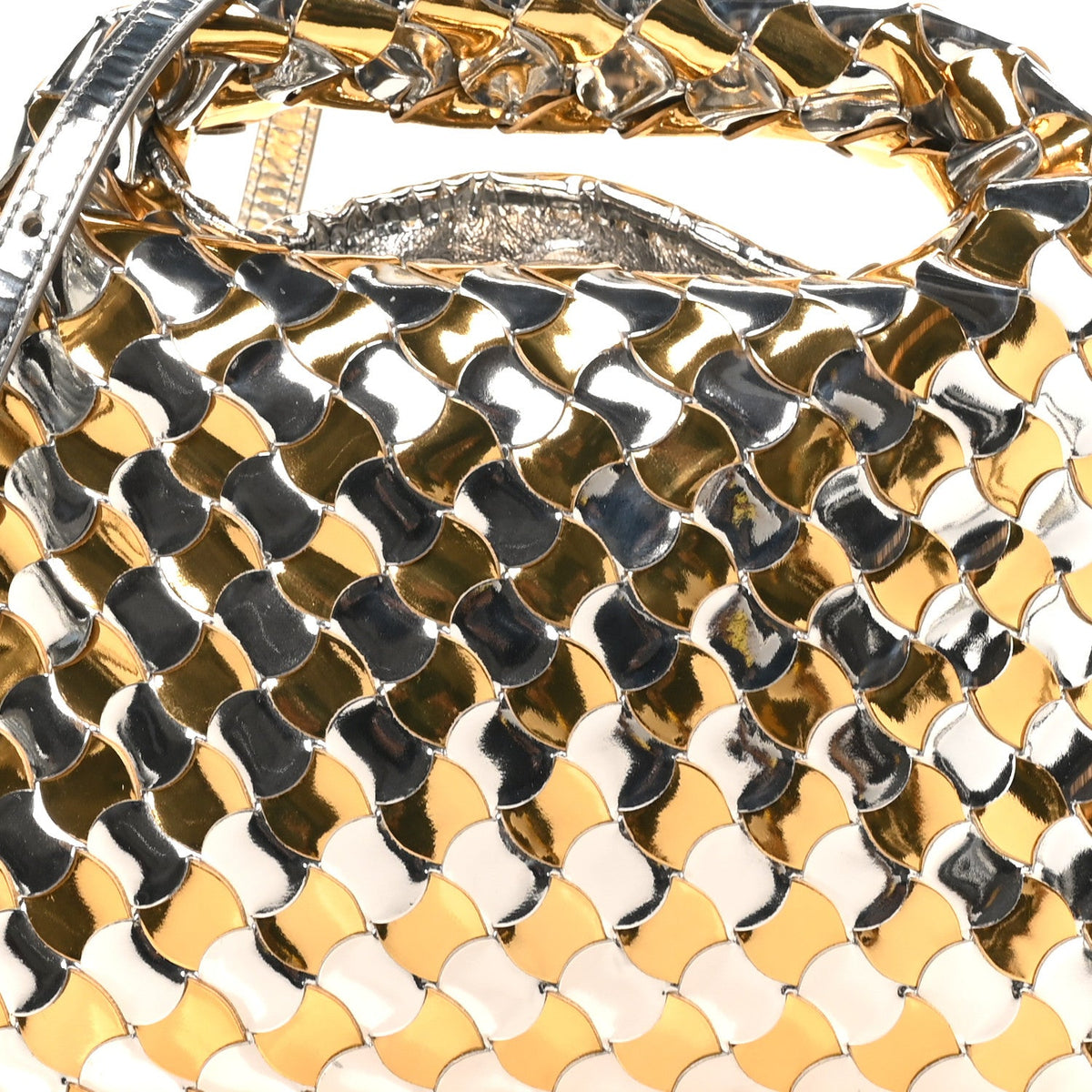 Metallic Lambskin Intrecciato Mini Hop Silver Gold