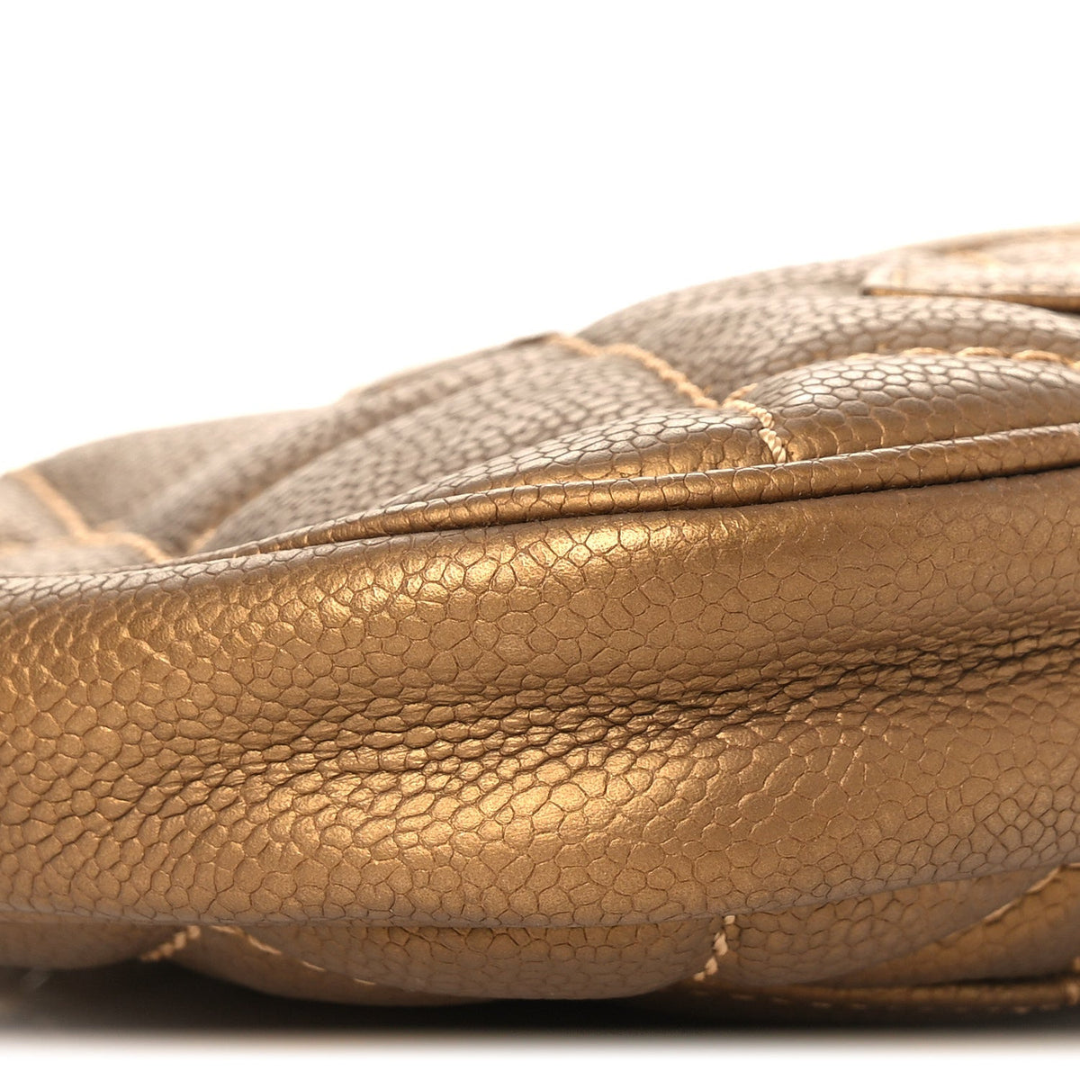 Metallic Caviar Quilted Timeless CC Shoulder Bag Gold