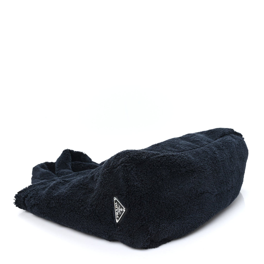 Terry Cloth Tote Bag Black White