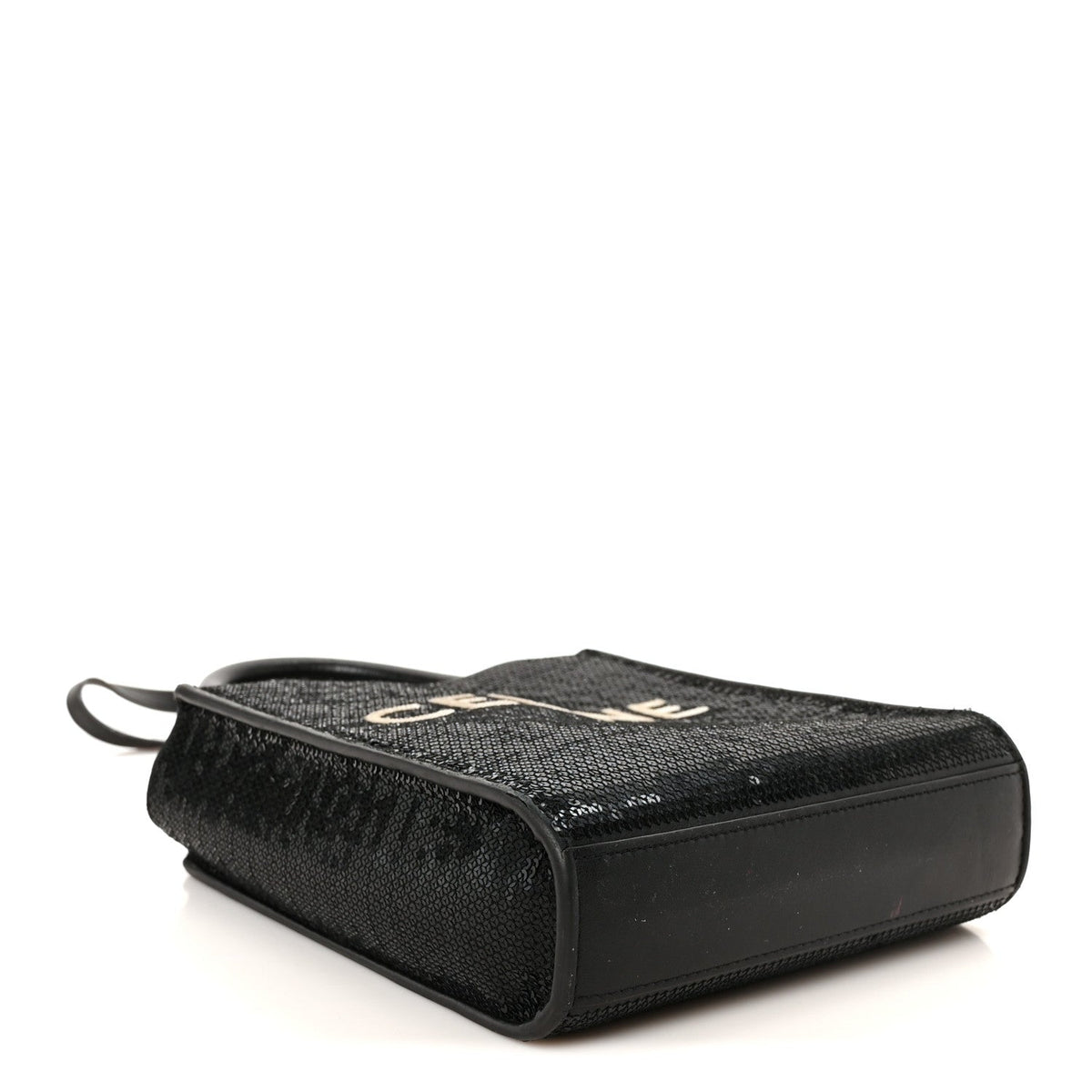 Sequin Calfskin Mini Vertical Cabas Black White
