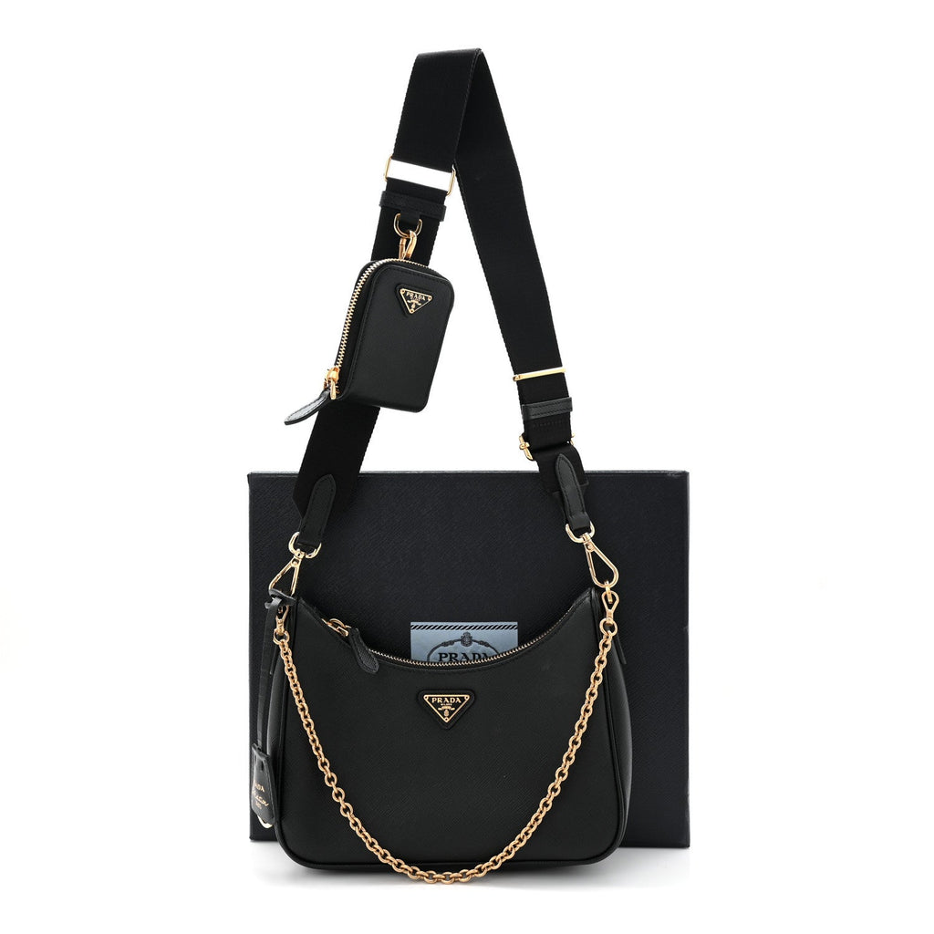 Saffiano Lux Re-Edition 2005 Shoulder Bag Black
