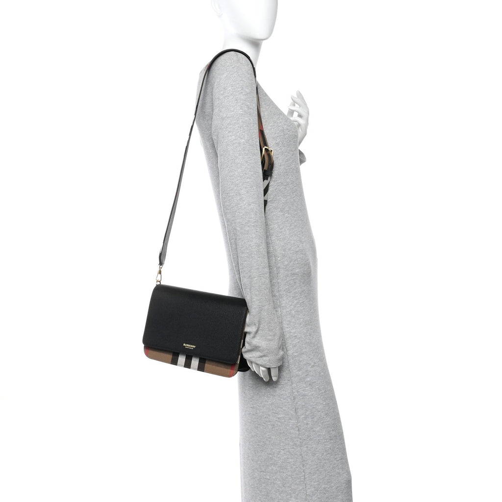 Derby Calfskin House Check Mackford Crossbody Bag Black