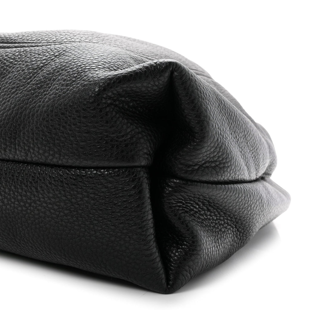 Grained Calfskin Softbit Maxi Shoulder Bag Black
