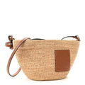 Calfskin Raffia Paulas Ibiza Pochette Bag Natural Tan