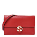 Dollar Calfskin Interlocking G Chain Wallet Red