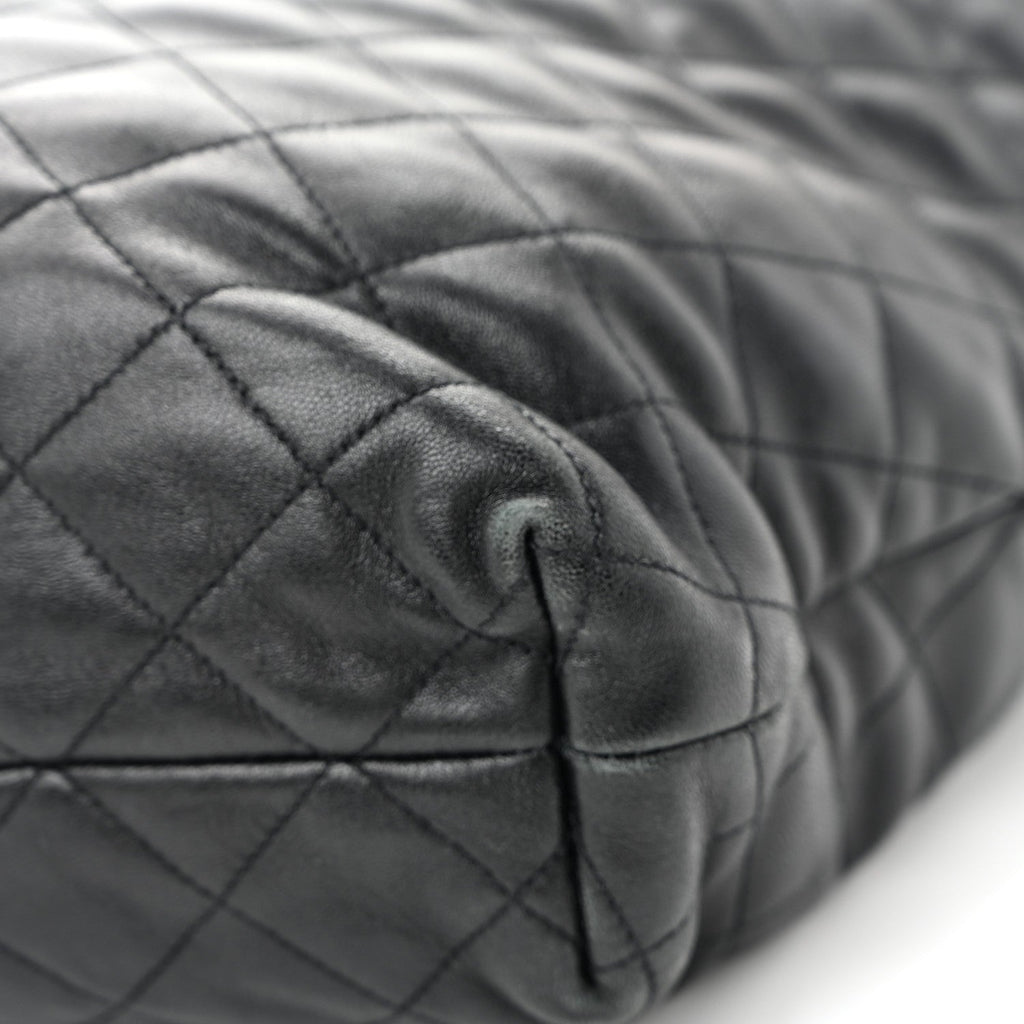 Lambskin Quilted Maxi Icare Shopping Tote Black