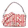 X MARC JACOBS Vitello Seta Logo Print Baguette Glow Coral White