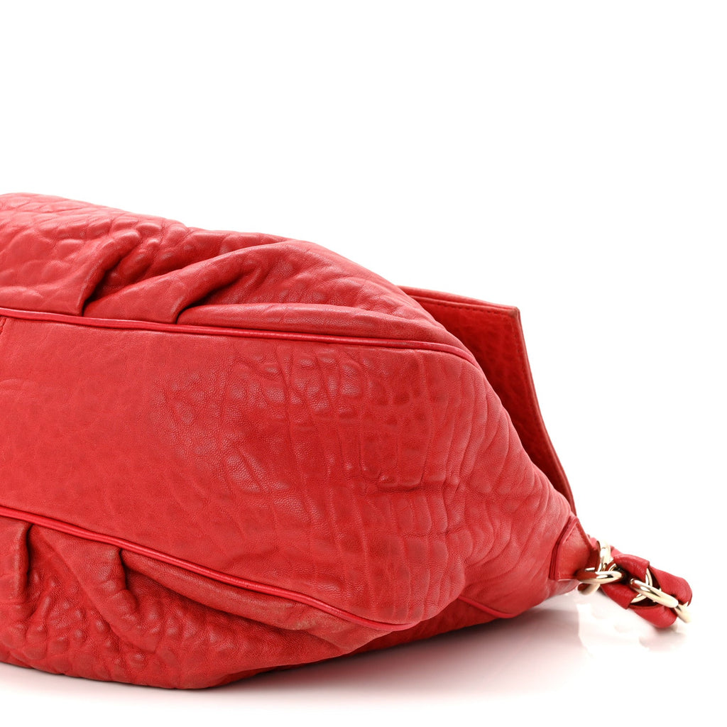 Crinkled Lambskin Mia Shoulder Flap Red