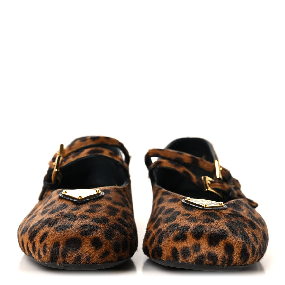 Calf Hair Leopard Print Ballerina Flats 36.5 Honey