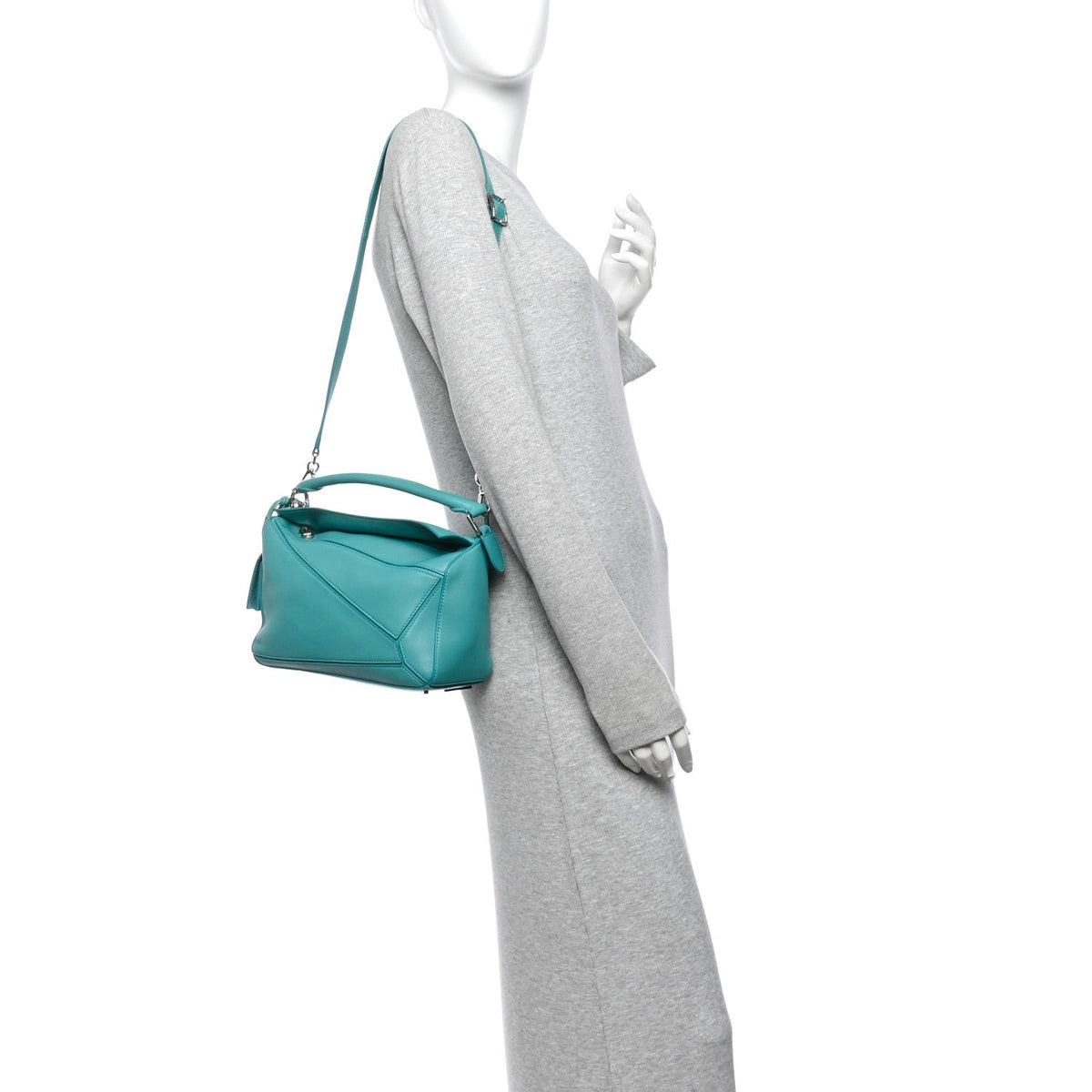 Nappa Lambskin Small Featherlight Puzzle Bag Aquamarine