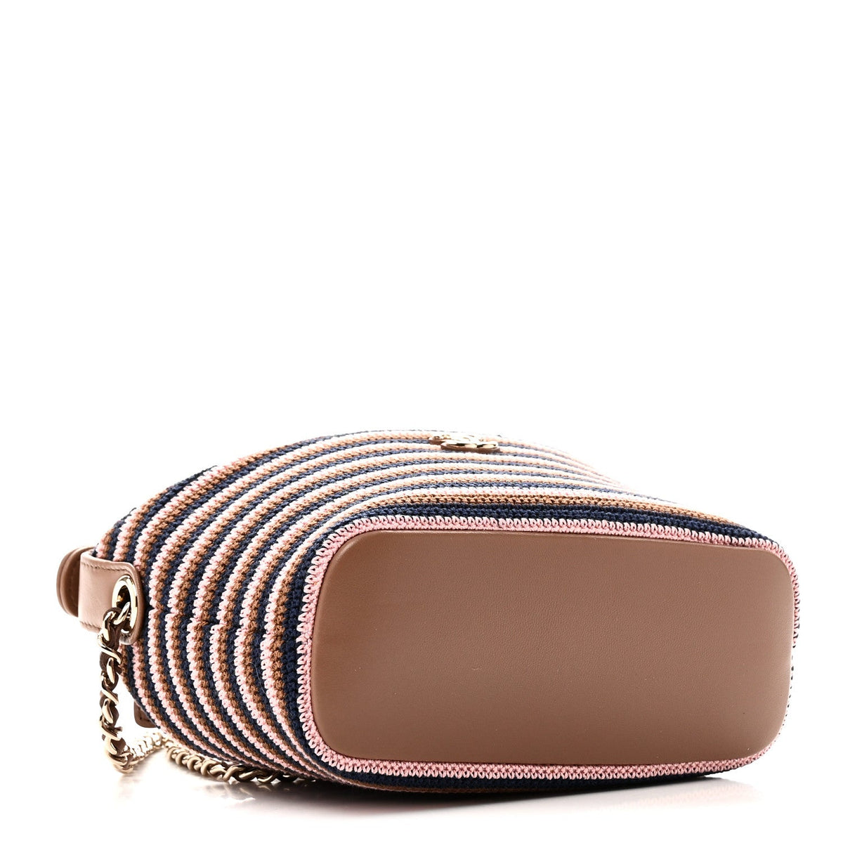 Crochet Lambskin Coco Crochet Hobo Clutch With Chain Brown Pink Navy