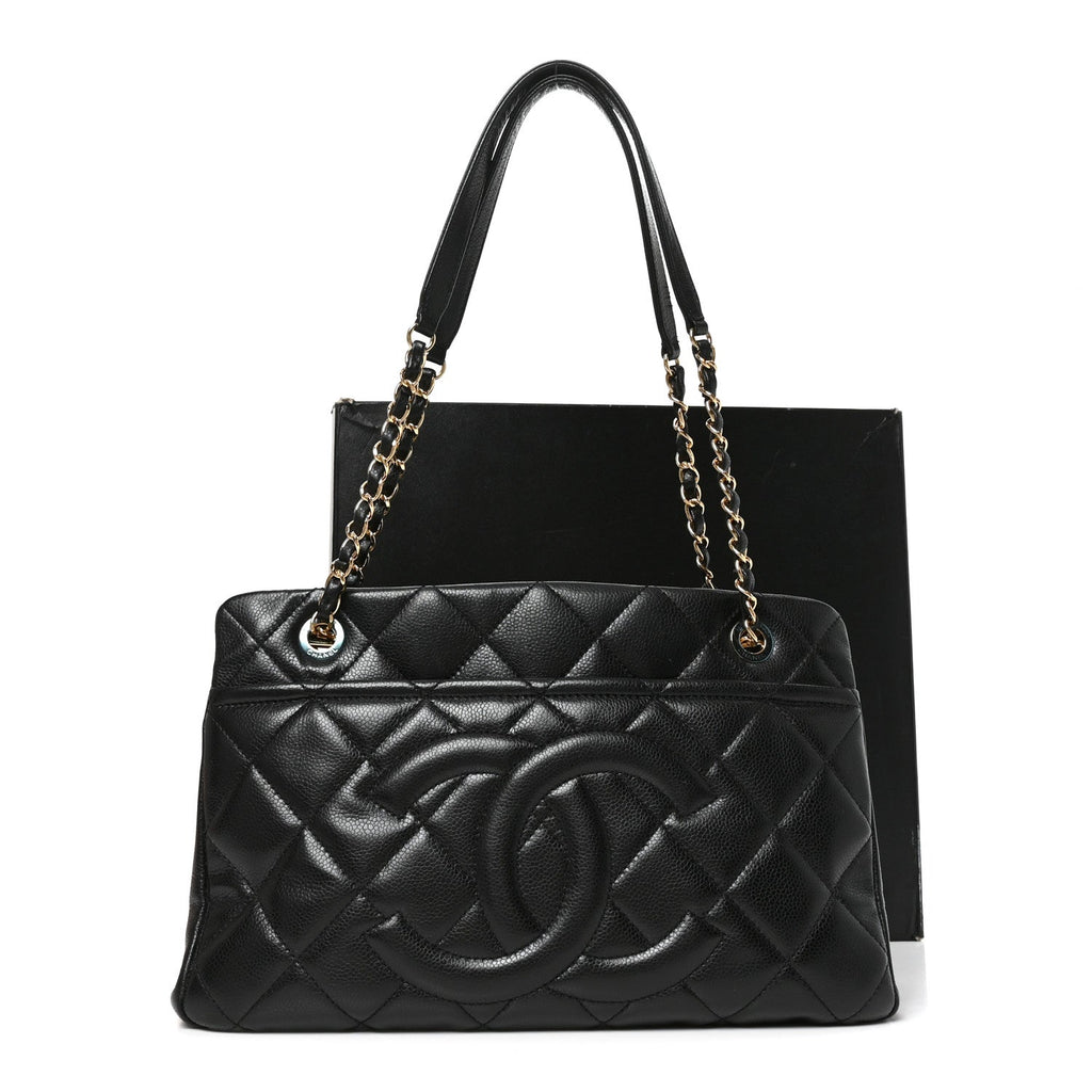Caviar Quilted Timeless CC Soft Tote Black