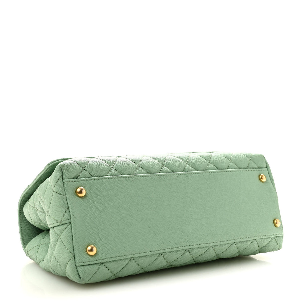 Caviar Quilted Small Coco Chain Handle Flap Light Green
