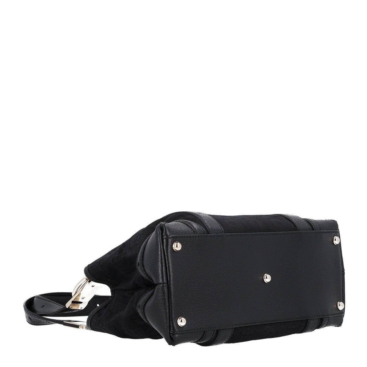 Canvas Horsebit Print Shoulder Bag Black