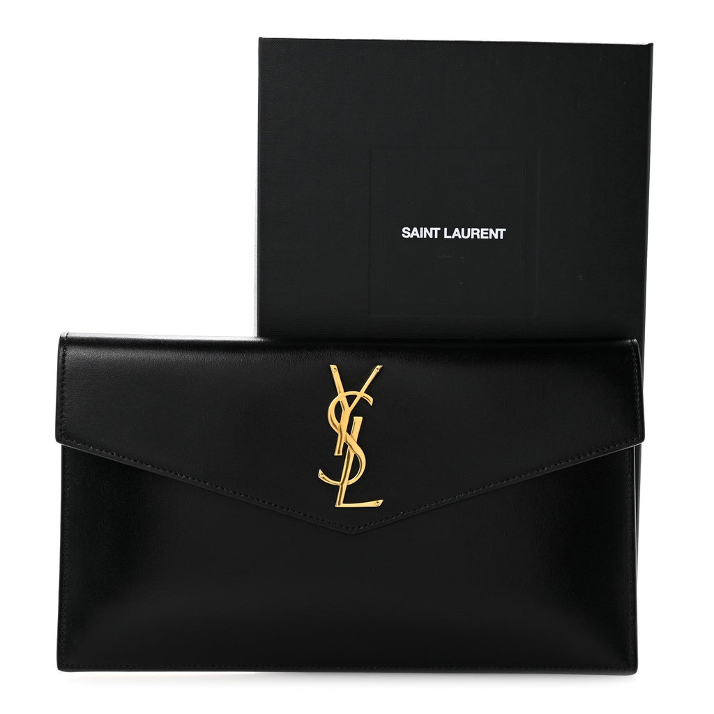 Smooth Shiny Calfskin Monogram Uptown Pouch Black