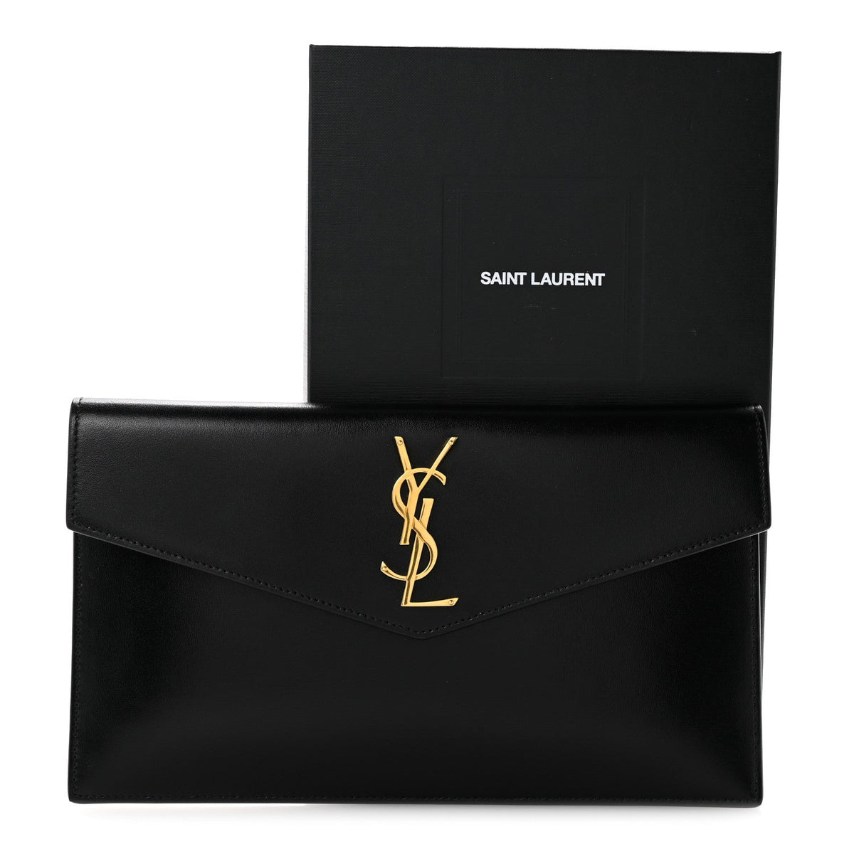 Smooth Shiny Calfskin Monogram Uptown Pouch Black