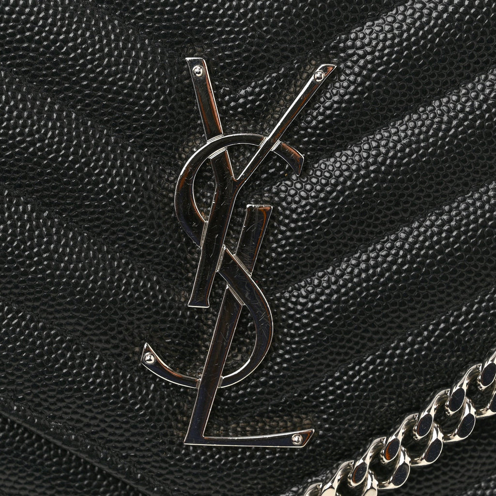 Grain De Poudre Matelasse Chevron Monogram Chain Wallet Black