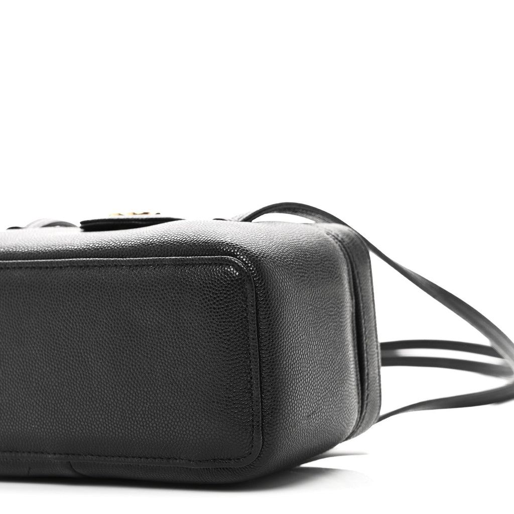 Shiny Caviar Preppy Coco Long Vanity With Strap Black