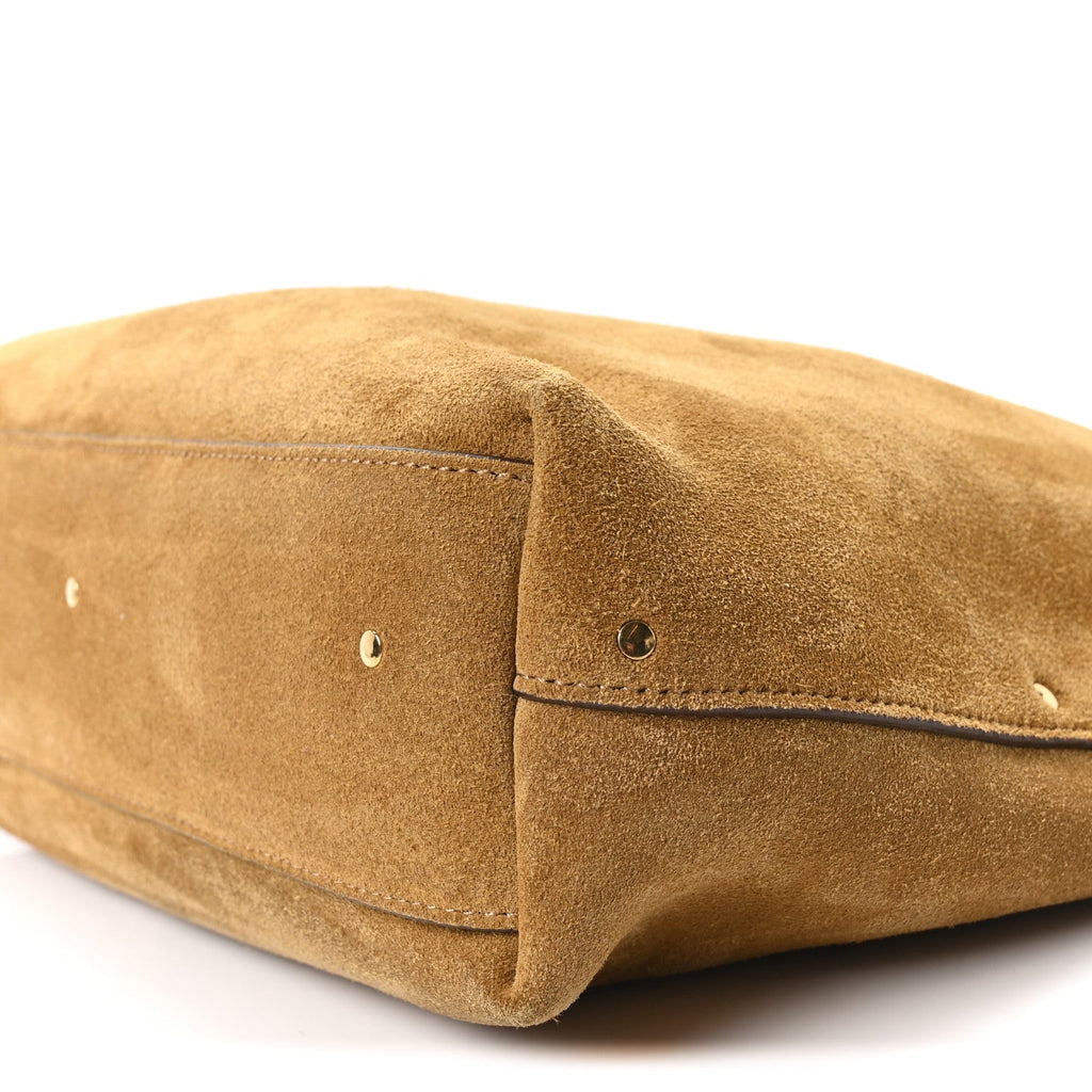 Suede Calfskin Small Marcie Hobo Bag Gold Khaki
