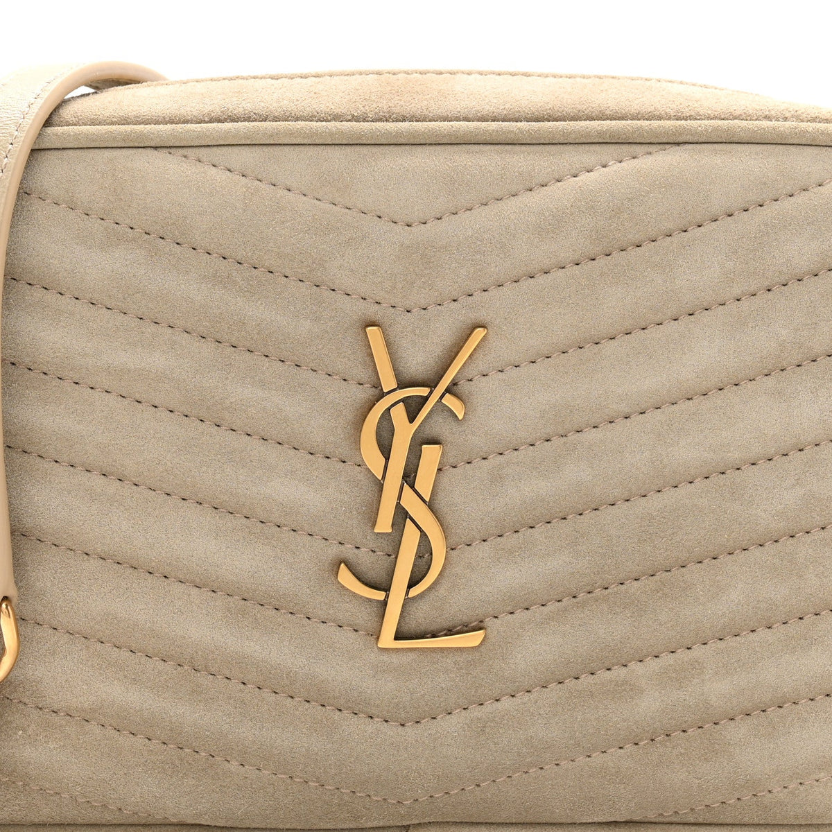 Suede Matelasse Monogram Mini Lou Camera Bag Matte Gold