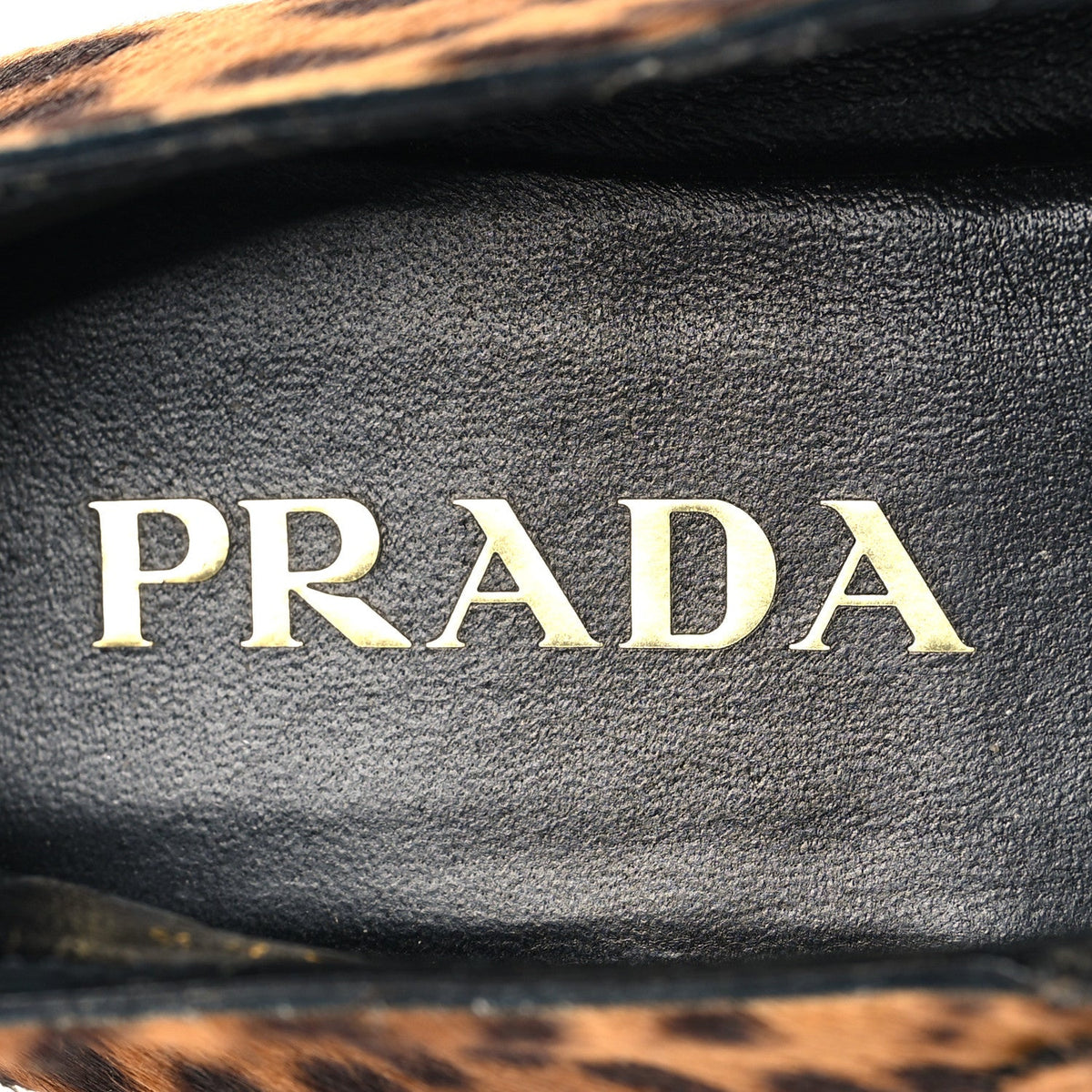 Calf Hair Leopard Print Ballerina Flats 36.5 Honey