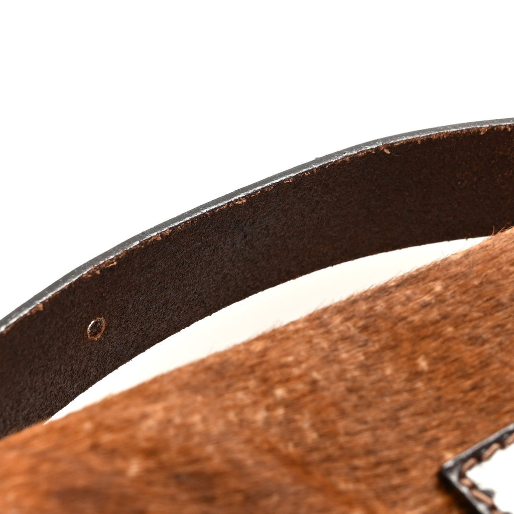 Calf Hair Zebra Print Baguette Brown