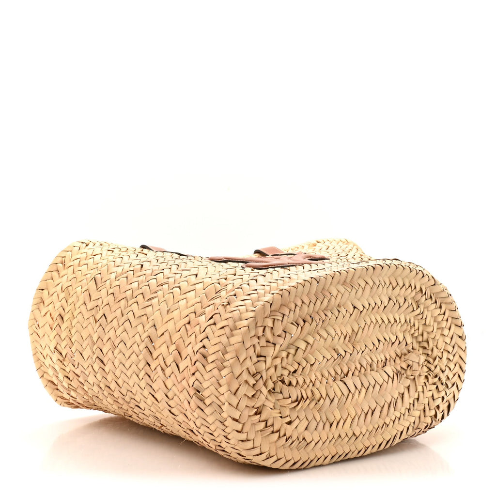 Raffia Calfskin Triomphe Medium Panier Tan