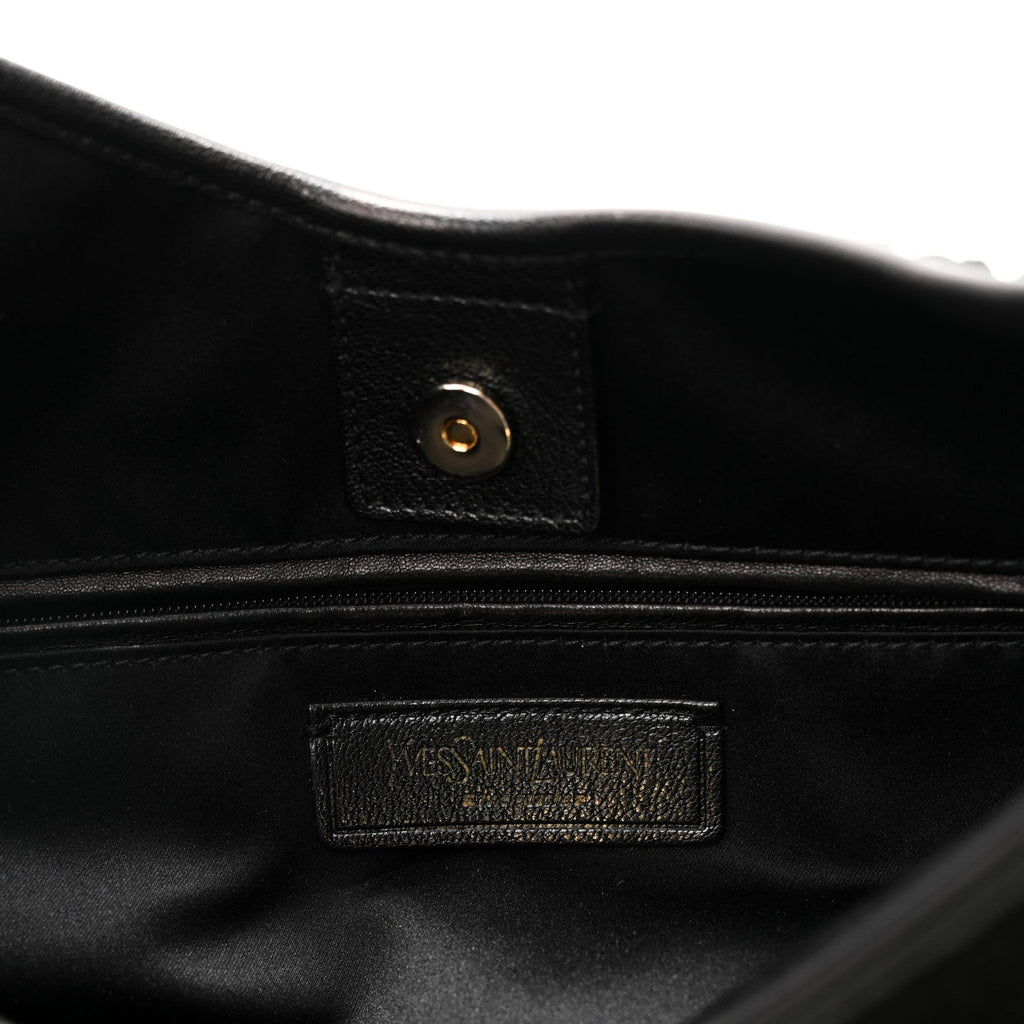 Suede Calfskin Fringe Buffalo Horn Mombasa Hobo Black