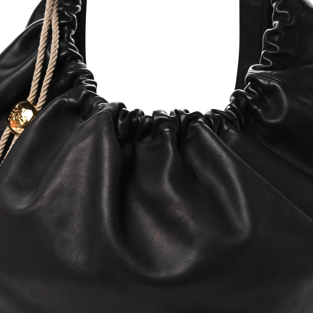 Calfskin XL Squeeze Cord Bag Black