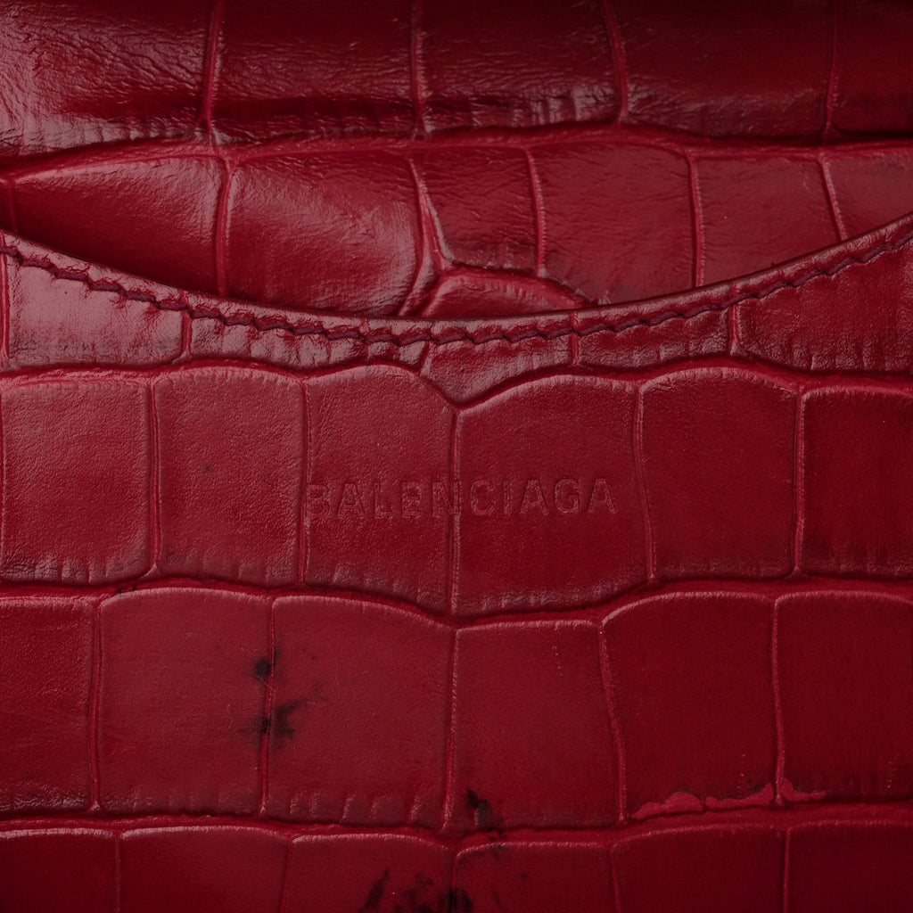 Calfskin Crocodile Embossed Neo Classic Silver Hardware S City Raspberry