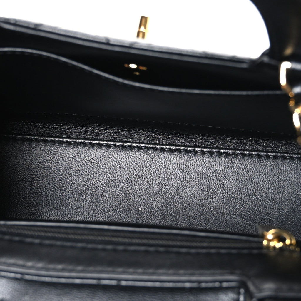 Lambskin Fringe Nano Kelly Shopper Black