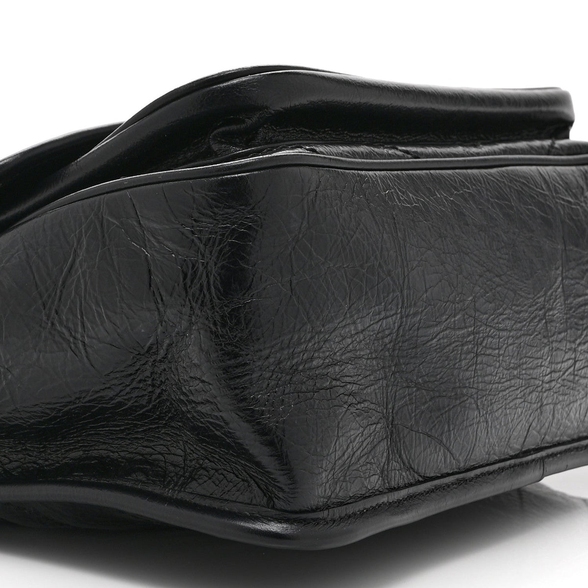 Crinkled Calfskin Matelasse Monogram Medium Niki Chain Satchel Black