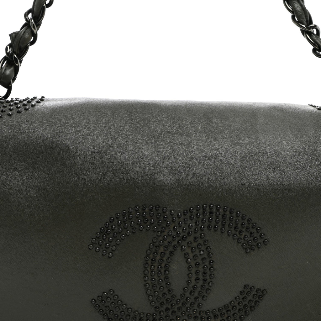 Lambskin Studded CC East West Flap Grey