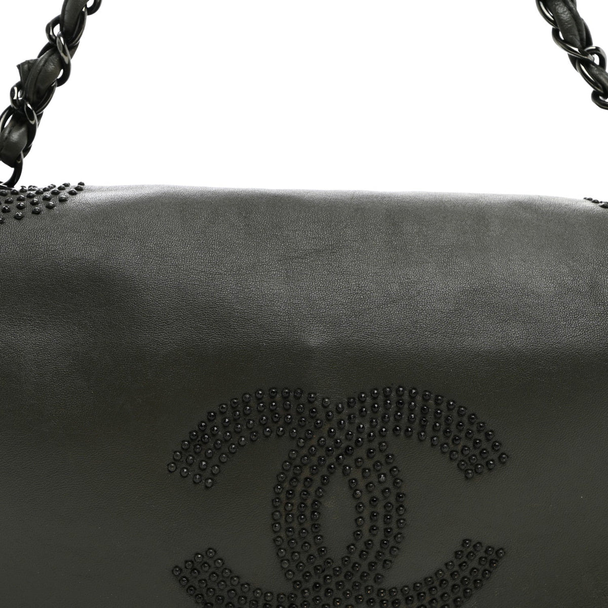 Lambskin Studded CC East West Flap Grey