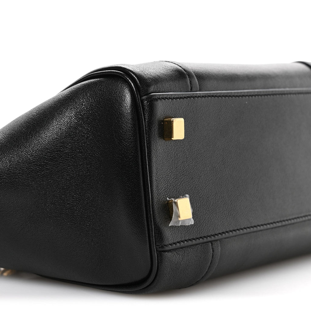 Supple Shiny Lambskin Little New Luggage Black