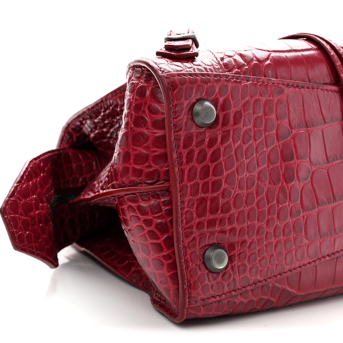 Calfskin Crocodile Embossed Neo Classic Silver Hardware S City Raspberry