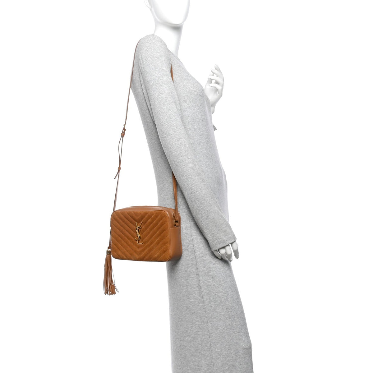 Suede Matelasse Monogram Lou Camera Bag Cinnamon