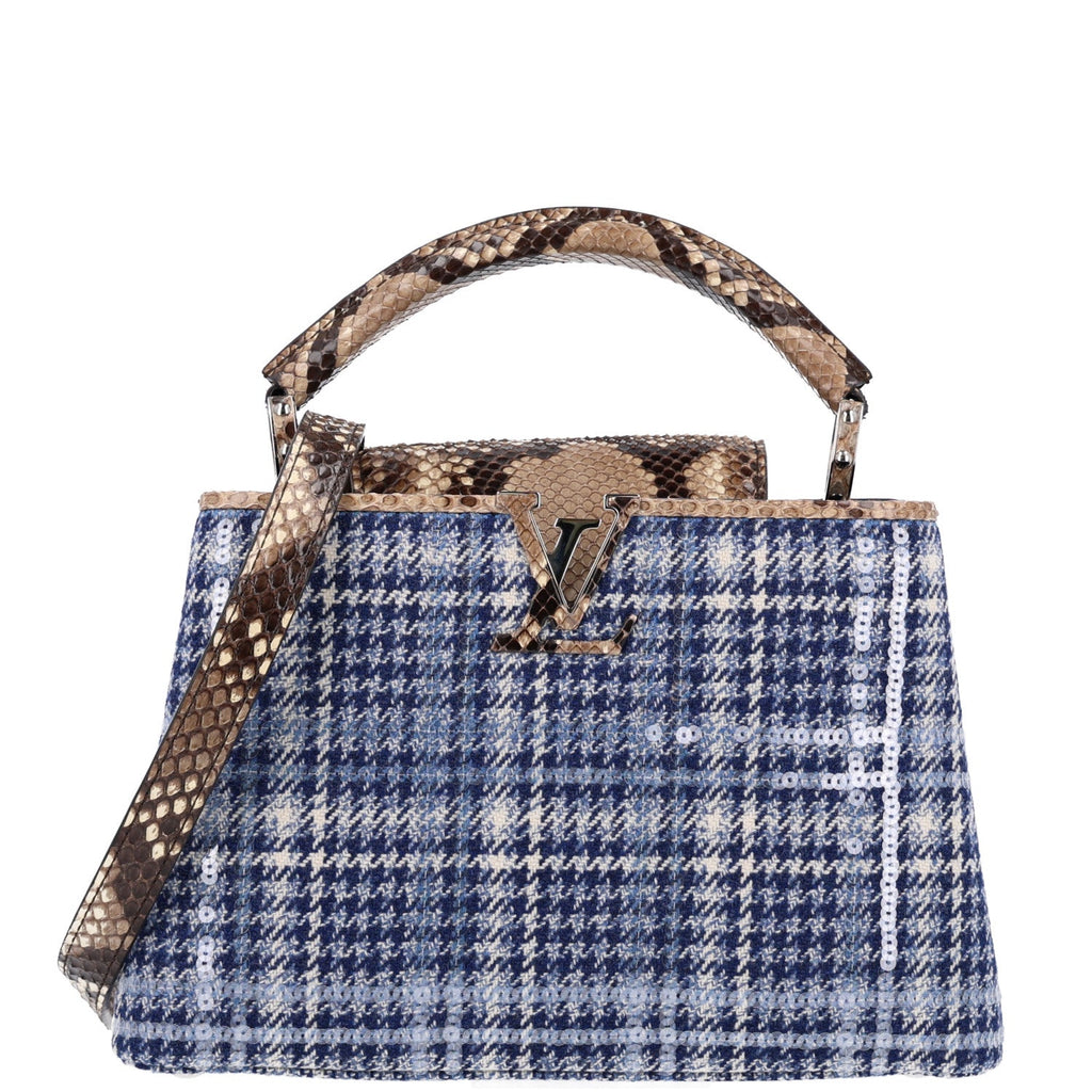 Tweed Sequins Snakeskin Capucines BB Blue