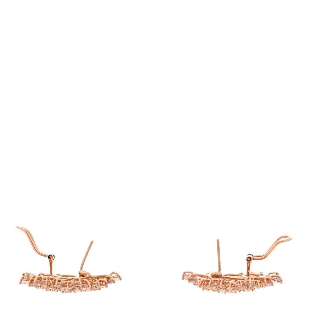 18K Rose Gold Pink Diamond Cluster Earrings
