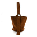 Suede Calfskin Medium Pebble Bucket Bag Tobacco