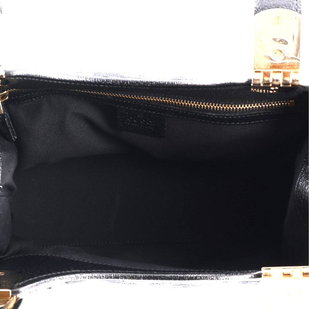 Canvas Horsebit Print Shoulder Bag Black