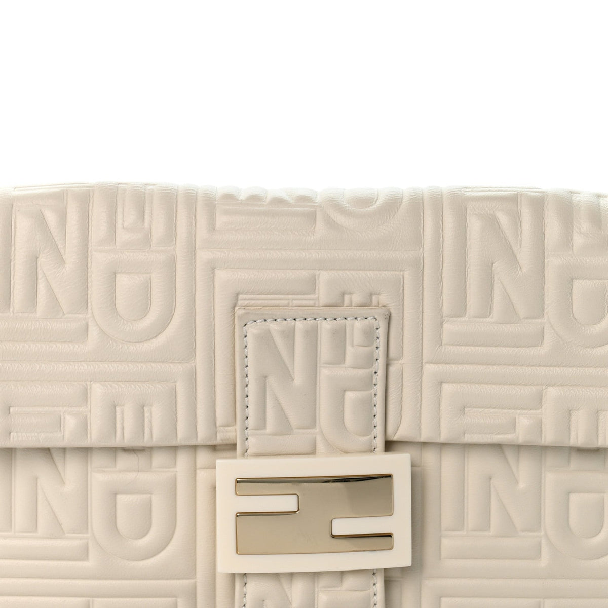 Nappa Logo Embossed Baguette White