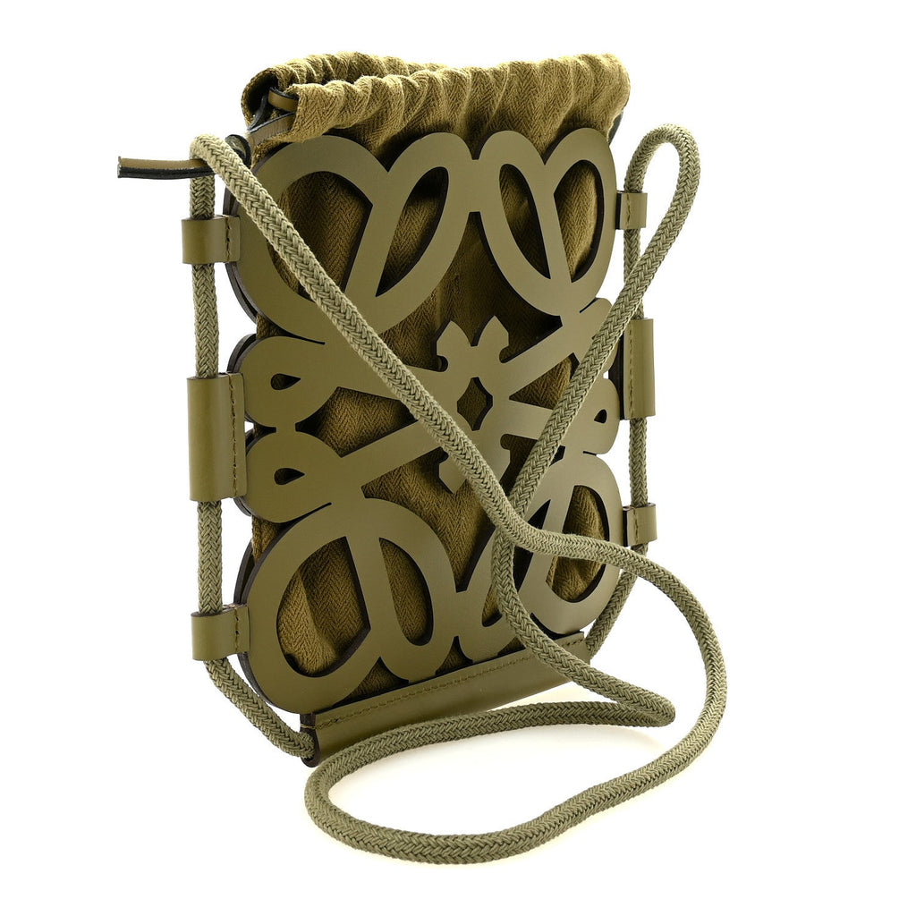 Smooth Calfskin Paula's Ibiza Small Anagram Cutout Tote Olive