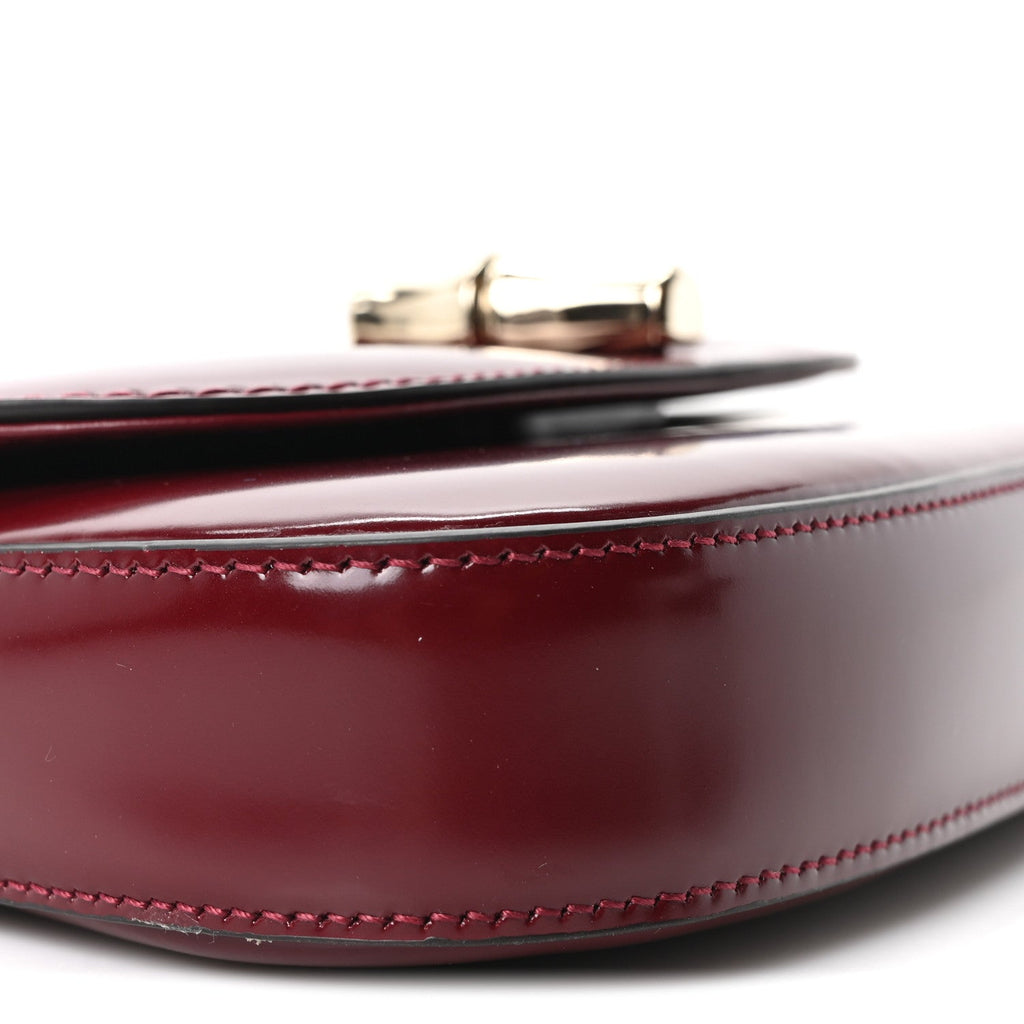 Shiny Calfskin Small Bamboo Night Bag Rosso Ancora