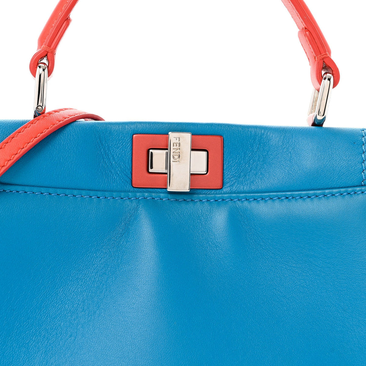Nappa Colorblock Mini Peekaboo Iconic Satchel Blue Royal Papavero Cuoio