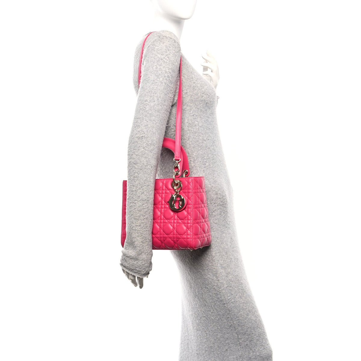 Lambskin Cannage Medium Lady Dior Pink