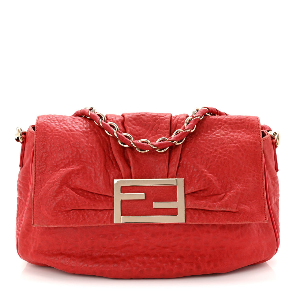 Crinkled Lambskin Mia Shoulder Flap Red
